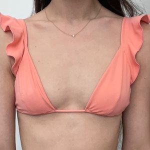 INDAH Coral Ruffle Bikini Top Small